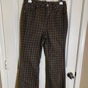 Cleo + Wolf Brown Plaid Ultra High-Rise Kick Flair